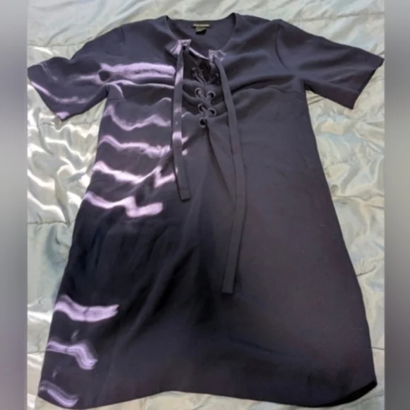 Club Monaco Navy Blue Lace-Up T-shirt Dress - Picture 2 of 8